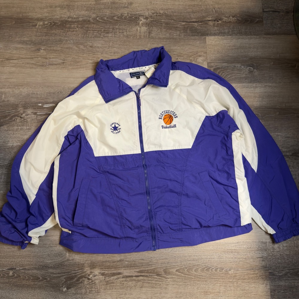 Vintage Converse‎ All Star Northwestern Basketball Windbreaker Jacket Purple XL